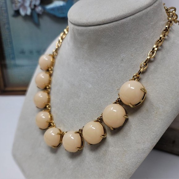 J. Crew Jewelry - J. Crew Soft Peach Bubble Necklace Gold Link Chain